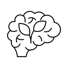 brain human with leafs line style icon