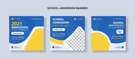 School admission banner for social media post template