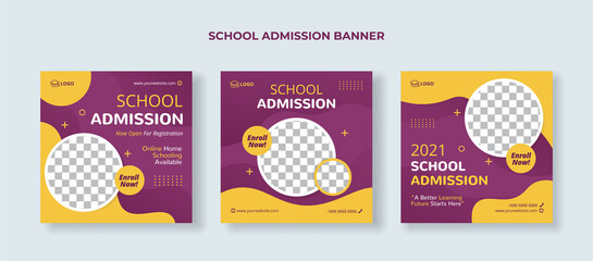 School admission social media post template. Suitable for junior and senior high school promotion banner