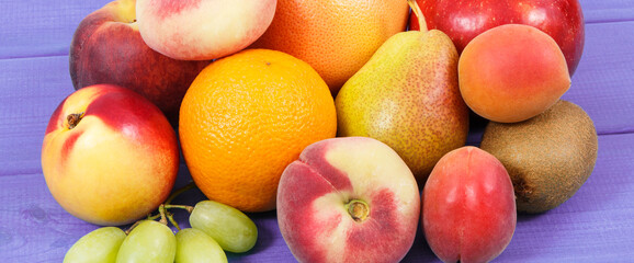 Fresh natural fruits containing nutritious vitamins for healthy lifestyles