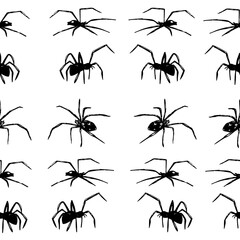 Hand drawn spiders pattern. Halloween decoration.
