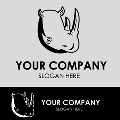 Simple Rhino Head logo concept. line art Rhino head