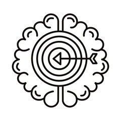 brain human with tartget line style icon