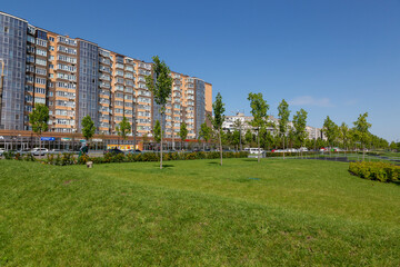 Fototapeta premium View of new houses on the city embankment