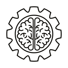 brain human with gear line style icon