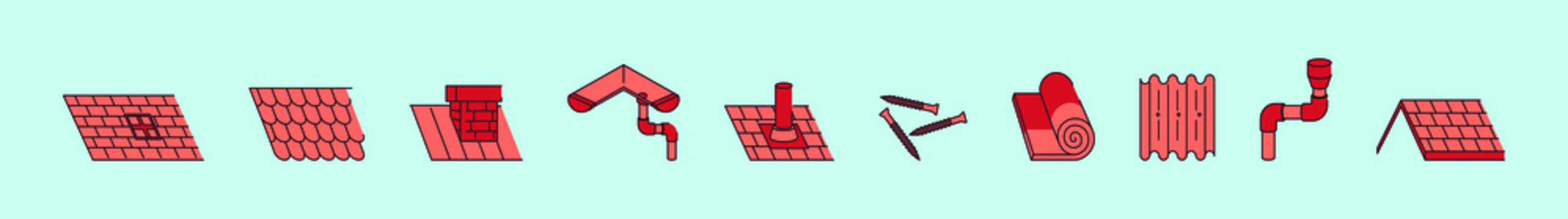 Shapes or profiles of roof tiles. cartoon icon design template with various models. vector illustration isolated on blue background