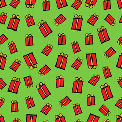 Present seamless pattern. Drawing by hand. Vector illustration.