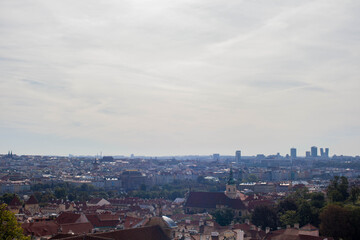 Prague, Czechia, September, 19, 2020. Panorama of Prague city from Hradcany hill.