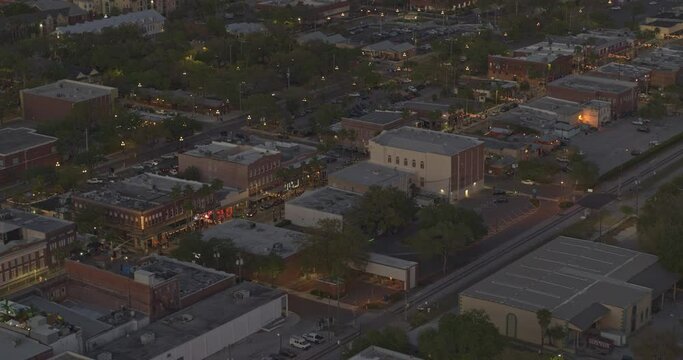 Tampa Florida Aerial v54 rotating birdseye shot of the historic Ybor city area at dusk - DJI Inspire 2, X7, 6k - March 2020