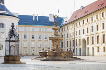 Fototapeta na wymiar Prague, Czechia, September 19, 2020. Kohl's Fountain at Prague castle
