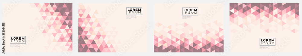 Wall mural set of template with trendy triangle pattern color gradation on corner position and space for text. 