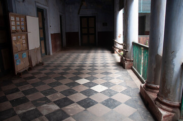 checker floor of a old house in West Bengal
