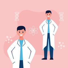 men scientifics characters vaccine research