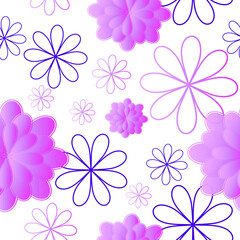 pattern flowers vector, chrysanthemums, daisies on a white background