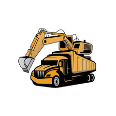 Vector of A truck loading excavator design eps format, suitable for your design needs, logo, illustration, animation, etc.