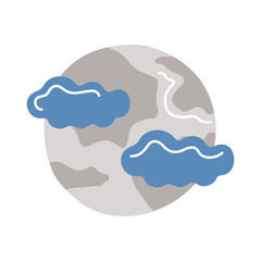 full moon and clouds flat style icon