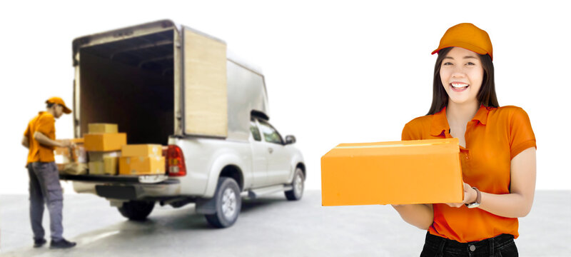 happy delivery service from merchandis to customer