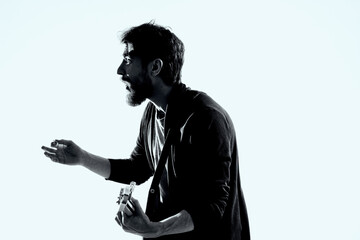 Male guitarist music performance modern art style