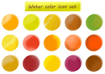 水彩　 秋色　暖色　 丸　アイコン　セット　watercolor 　circle　icon