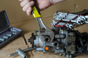 Repair of a diesel fuel pump of a high pressure.