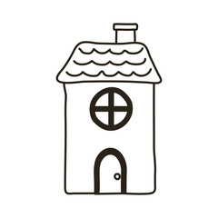 halloween dark house line style icon