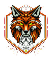 wild fox illustration. vector fox logo template.