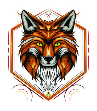 wild fox illustration. vector fox logo template.