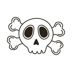 halloween head skull with bones crossed line style icon