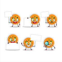 Mashed orange potatoes cartoon character bring information board