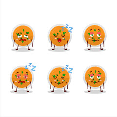 Cartoon character of mashed orange potatoes with sleepy expression