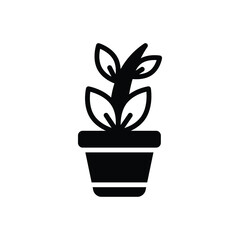 Black solid icon for plant