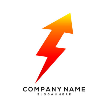 thunder with arrow vector logo template