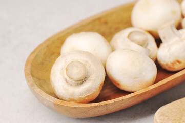 mushrooms in a wooden plate