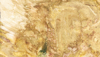 yellow orange beige paint in monotype technique, abstract texture background for your design ebru