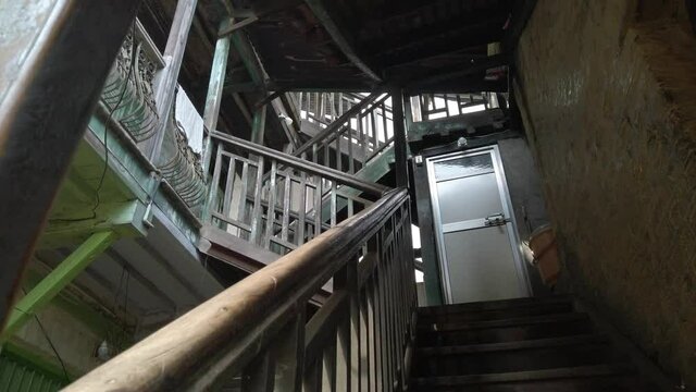 Old wooden staircase in India