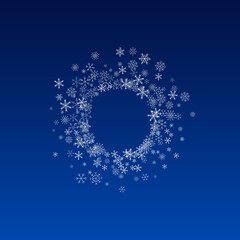 White Snowfall Vector Blue Background. New 