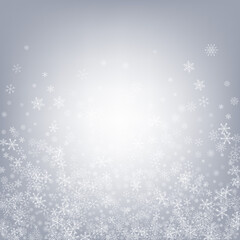 Fototapeta premium Silver Snowflake Vector Gray Background. magic 