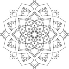 Fototapeta premium Easy Mandala coloring book simple and basic for beginners, seniors and children. Set of Mehndi flower pattern for Henna drawing and tattoo. Decoration in ethnic oriental, Indian style.