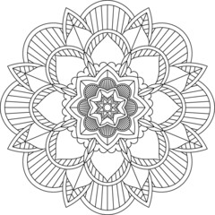 Easy Mandala coloring book simple and basic for beginners, seniors and children. Set of Mehndi flower pattern for Henna drawing and tattoo. Decoration in ethnic oriental, Indian style.