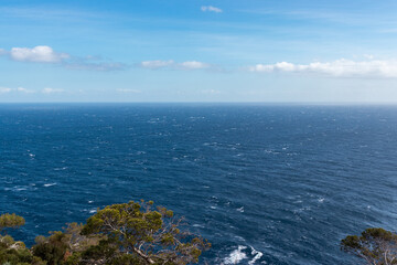 Beautiful view over the water and mountains of Mirador Es Colomer, Cap de Formentor, Palma de Mallorca, Balearic Islands, Spain