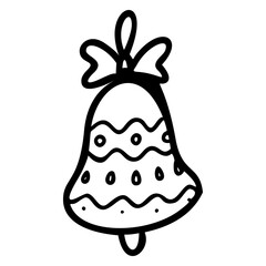 Christmas toy outline hand drawn logo element. Christmas toys hand drawn icon. Modern simple style. Vector illustration isolated on white background.