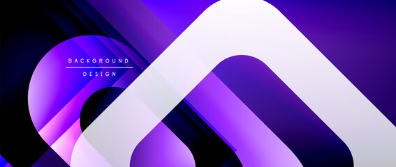 Vector geometric abstract background with lines and modern forms. Fluid gradient with abstract round shapes and shadow and light effects