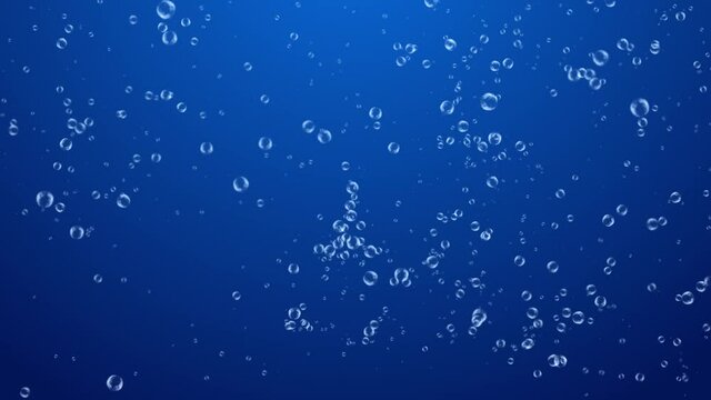 Water Air Bubbles of champagne of different sizes rise upward Blue 4K 3D Green Screen loop Animation. light speeds, Ocean, Sea, Aqua, Liquid, Underwater, Drink, Fizz, Boiling, soda, Splashes