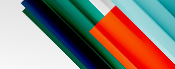 Geometric abstract backgrounds with shadow lines, modern forms, rectangles, squares and fluid gradients. Bright colorful stripes cool backdrops