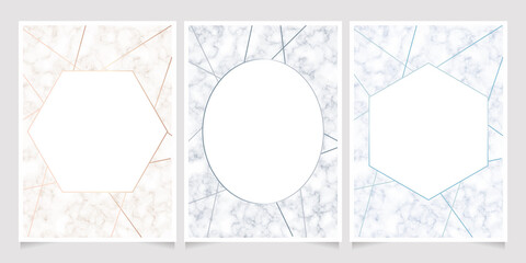 marble texture with geometric line frame card background