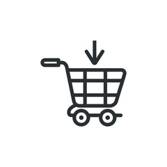 Shopping cart with down arrow icon