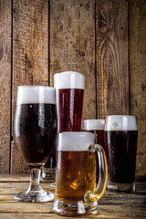 Set of various beer glasses