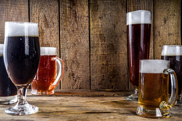 Set of various beer glasses