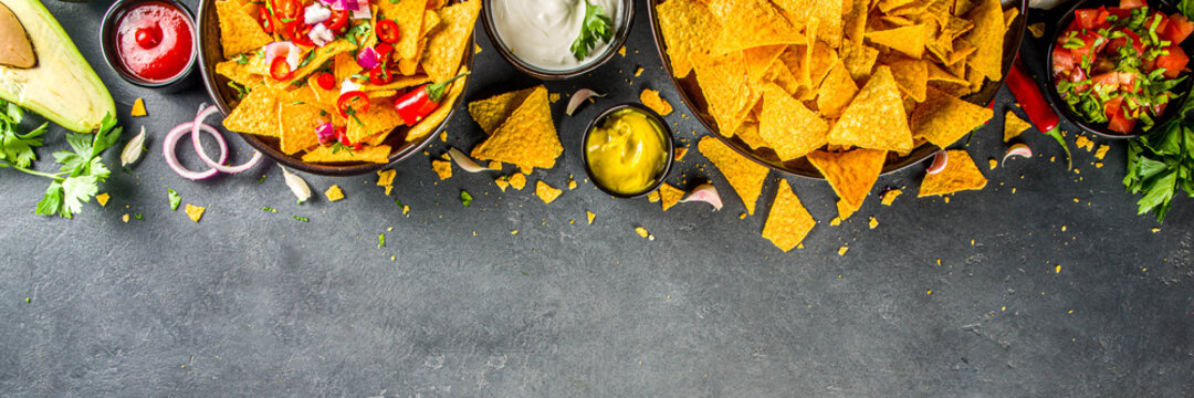 Nachos chips with dips
