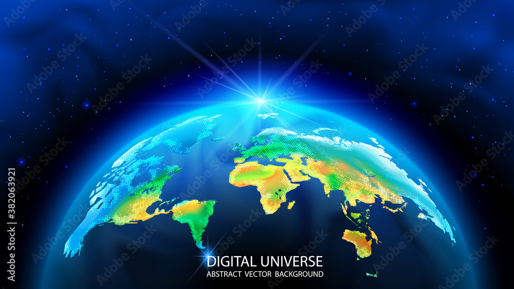Wall mural vector. realistic 3d image of the planet earth. world map. global social network. internet and techn
